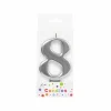 Metallic Silver Number Candle 8