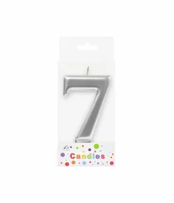 Metallic Silver Number Candle 7