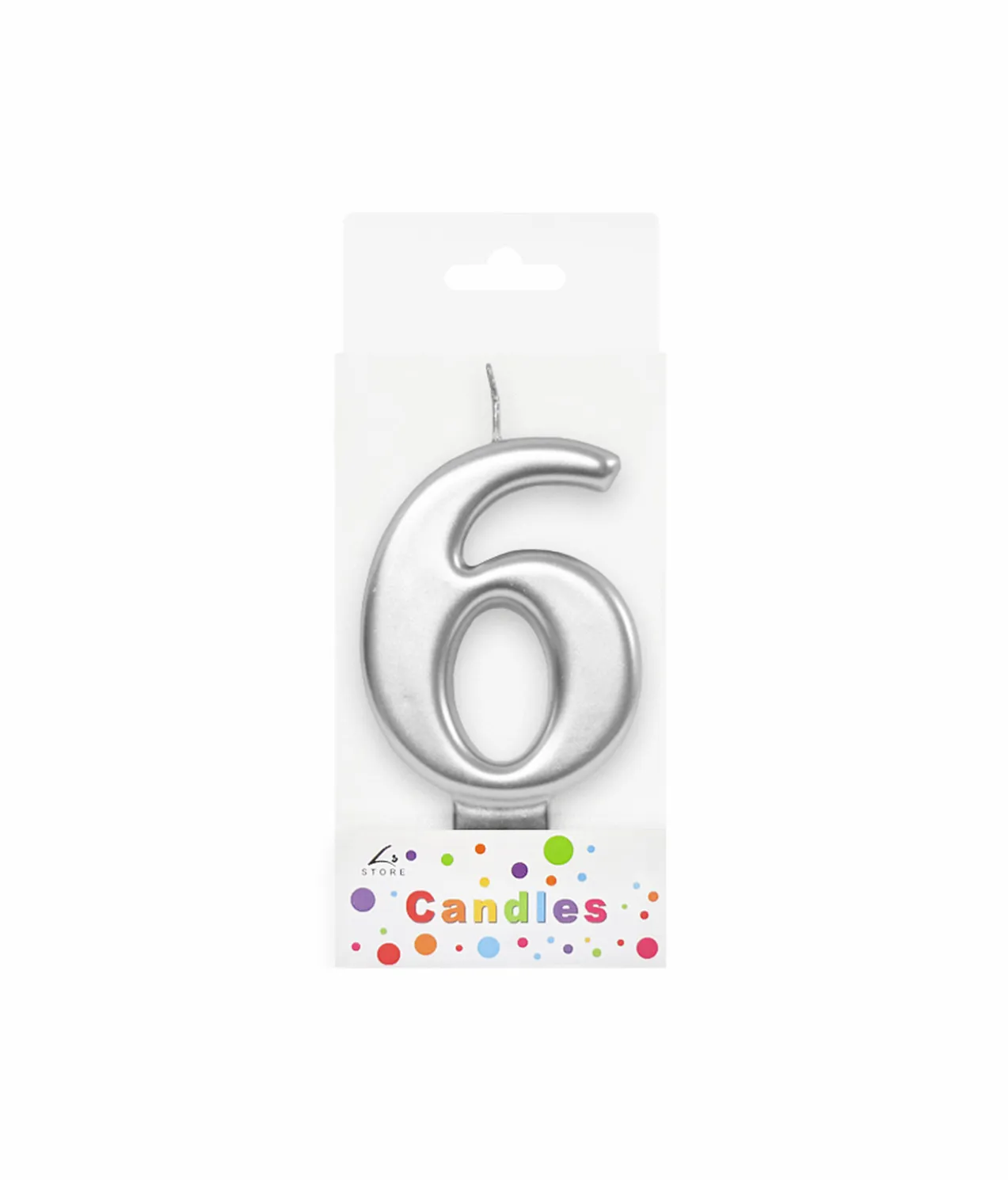 Metallic Silver Number Candle 6
