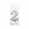 Metallic Silver Number Candle 2