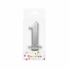 Metallic Silver Number Candle 1