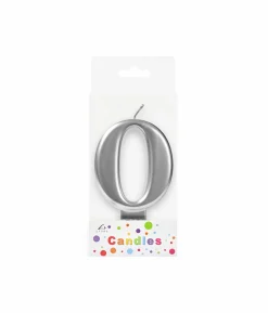 Metallic Silver Number Candle 0