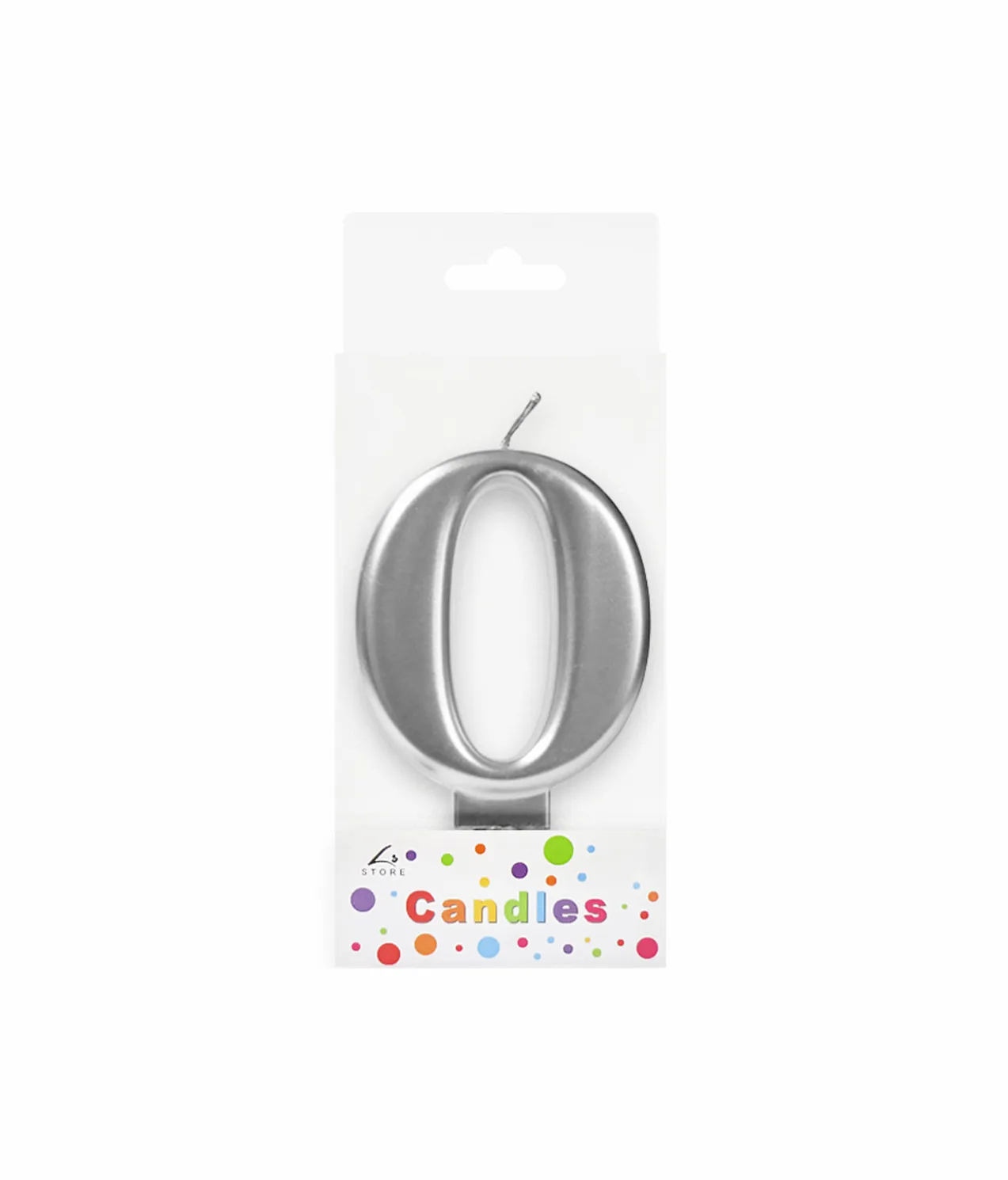 Metallic Silver Number Candle 0
