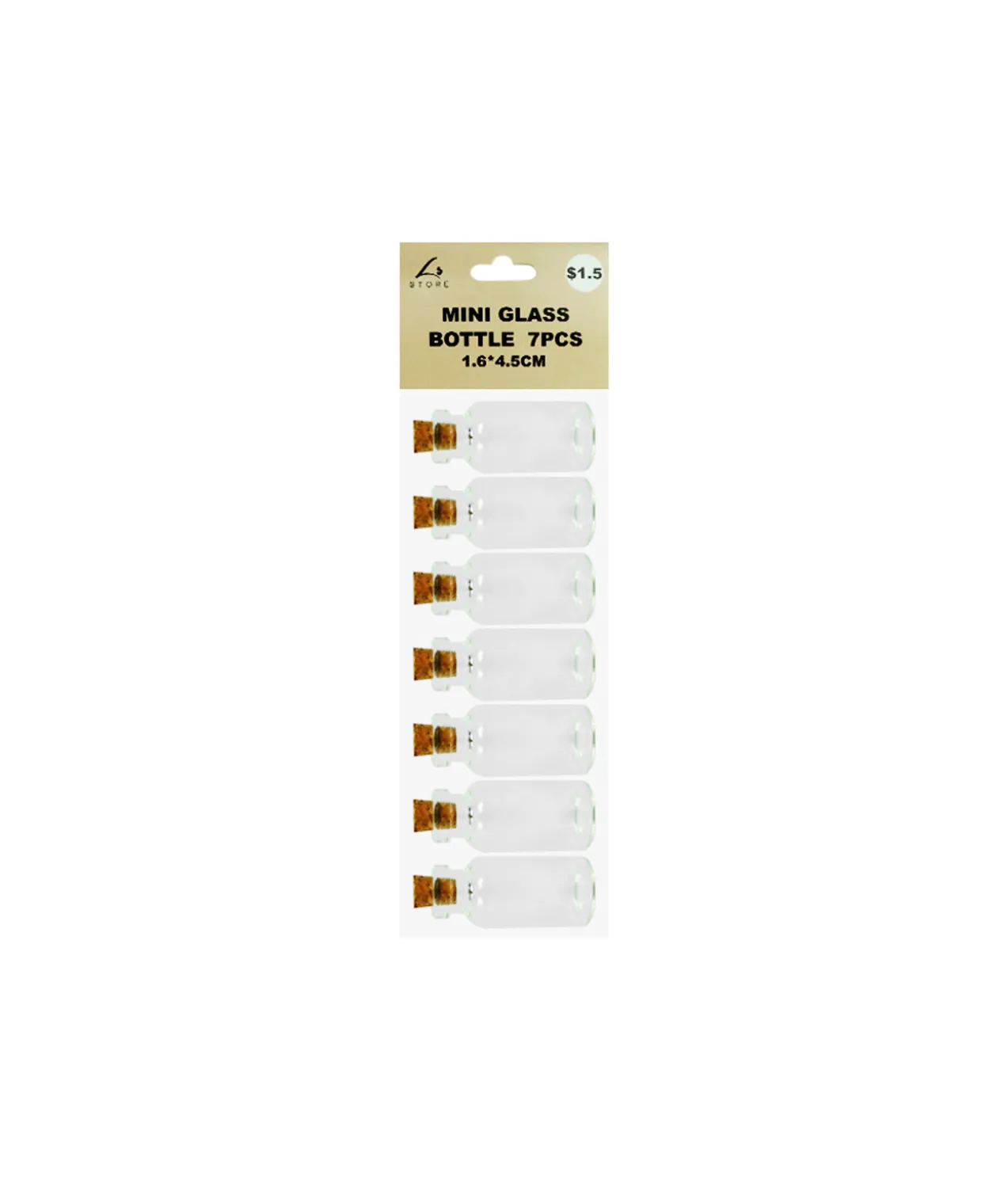 Mini Glass Bottle 1.6×4.5cm 7pk