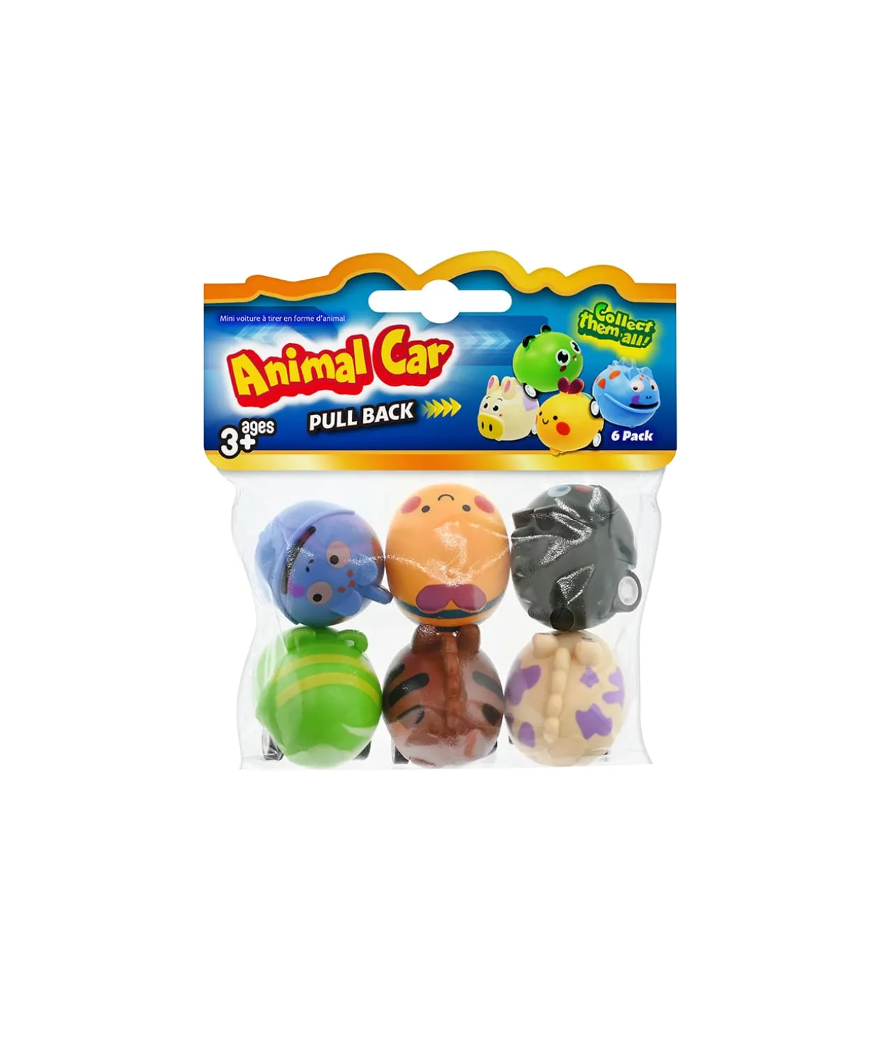 Mini Pull Back Animal Cars 6pk
