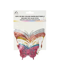 Mix 3D Paper Butterfly with Glue 12pc