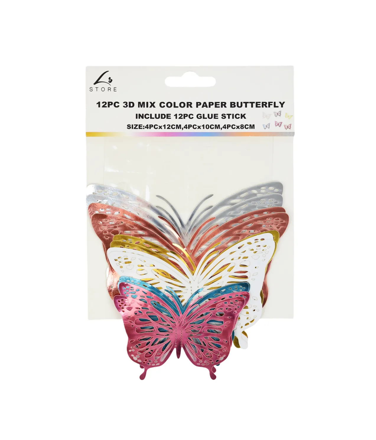 Mix 3D Paper Butterfly with Glue 12pc