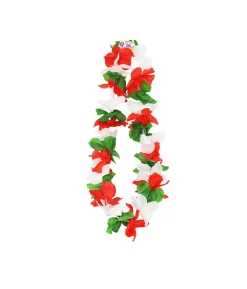 Mixed Colour Flower Lei (Red, Green & White)