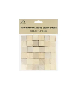 Natural Wood Craft Cube 1.5cm 36pk