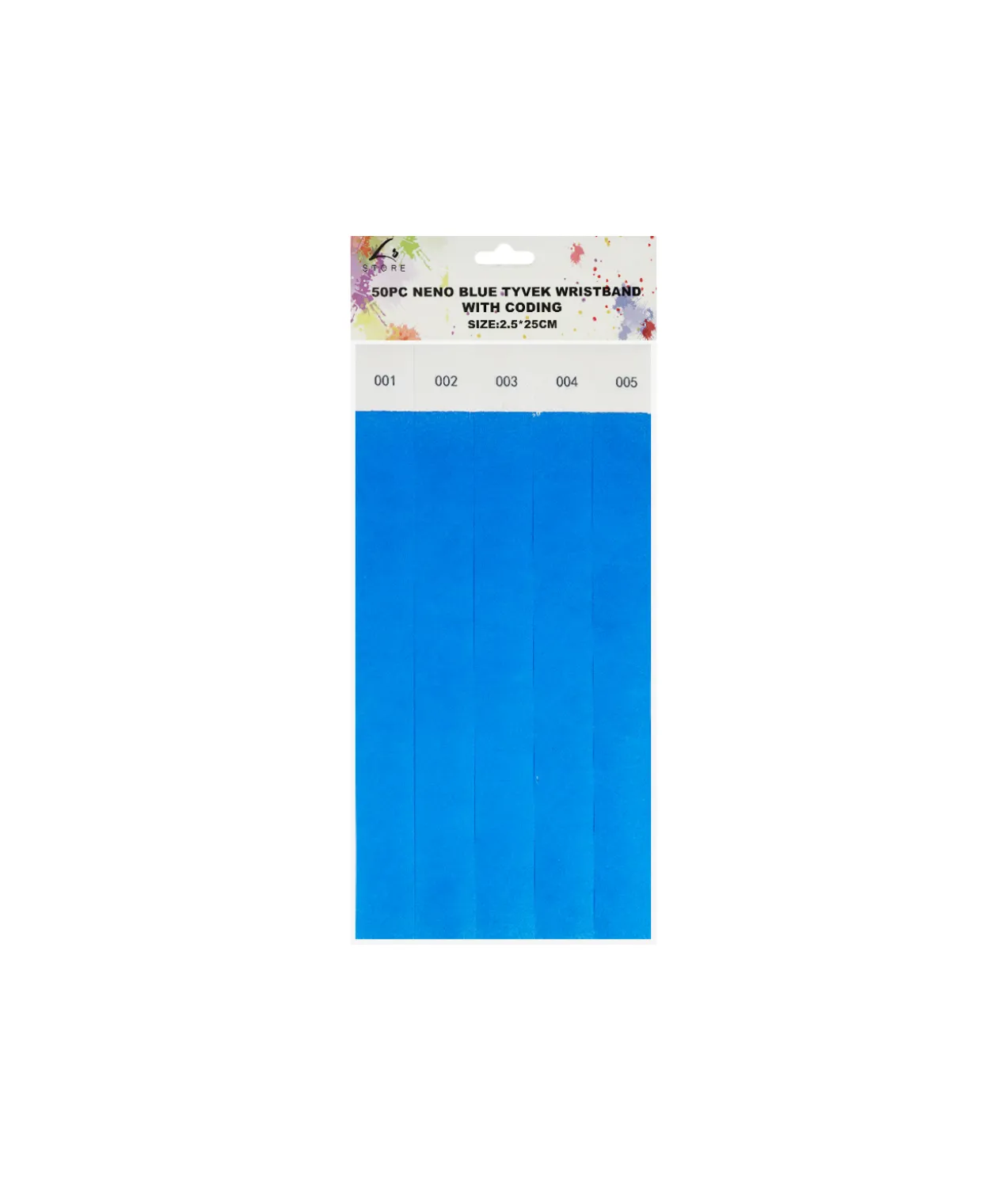 Neon Blue Tyvek Wristbands With Coding 50pc