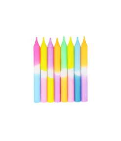 Neon Gradient Rainbow Birthday Candles 8pc
