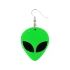 Neon Green Alien Earrings 5.5x3cm
