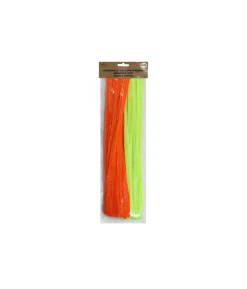 Neon Green & Orange Mixed Chenille Stems 30cm