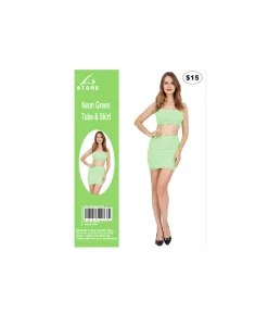 Neon Green Tube Top & Skirt