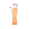 Neon Orange Fishnet Long Gloves