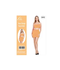 Neon Orange Tube Top & Skirt
