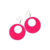 Neon Pink Circle Earrings 7x5cm