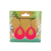 Neon Pink Oval Earrings 6.5×3.8cm