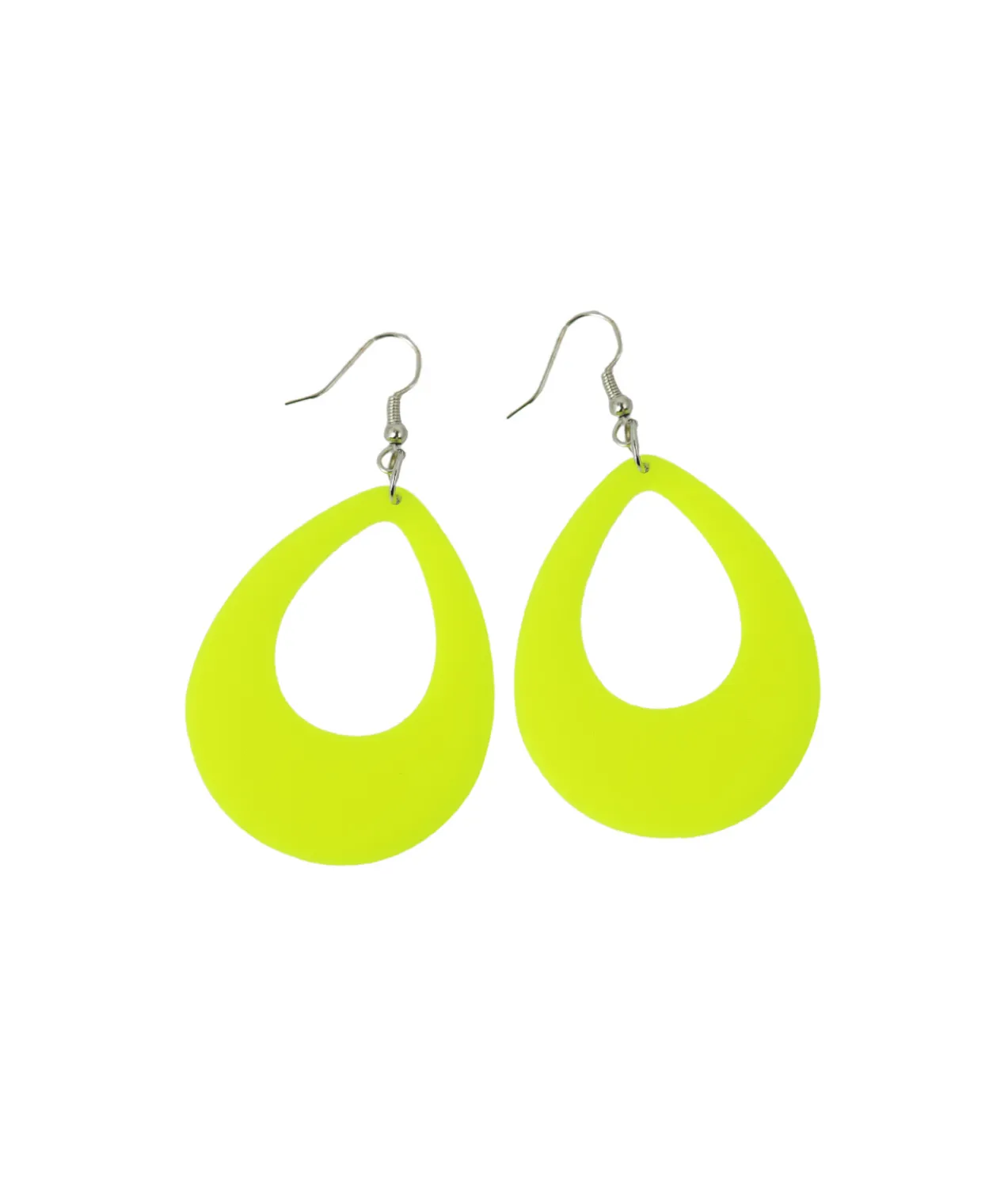 Neon Yellow Oval Earrings 6.5×3.8cm