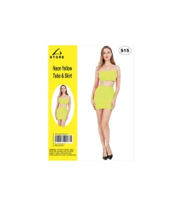 Neon Yellow Tube Top & Skirt