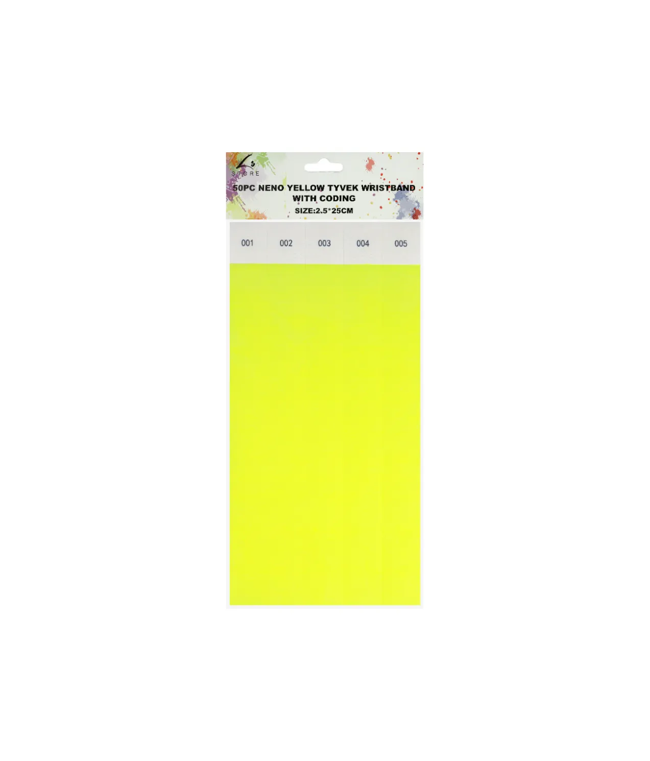 Neon Yellow Tyvek Wristbands With Coding 50pc