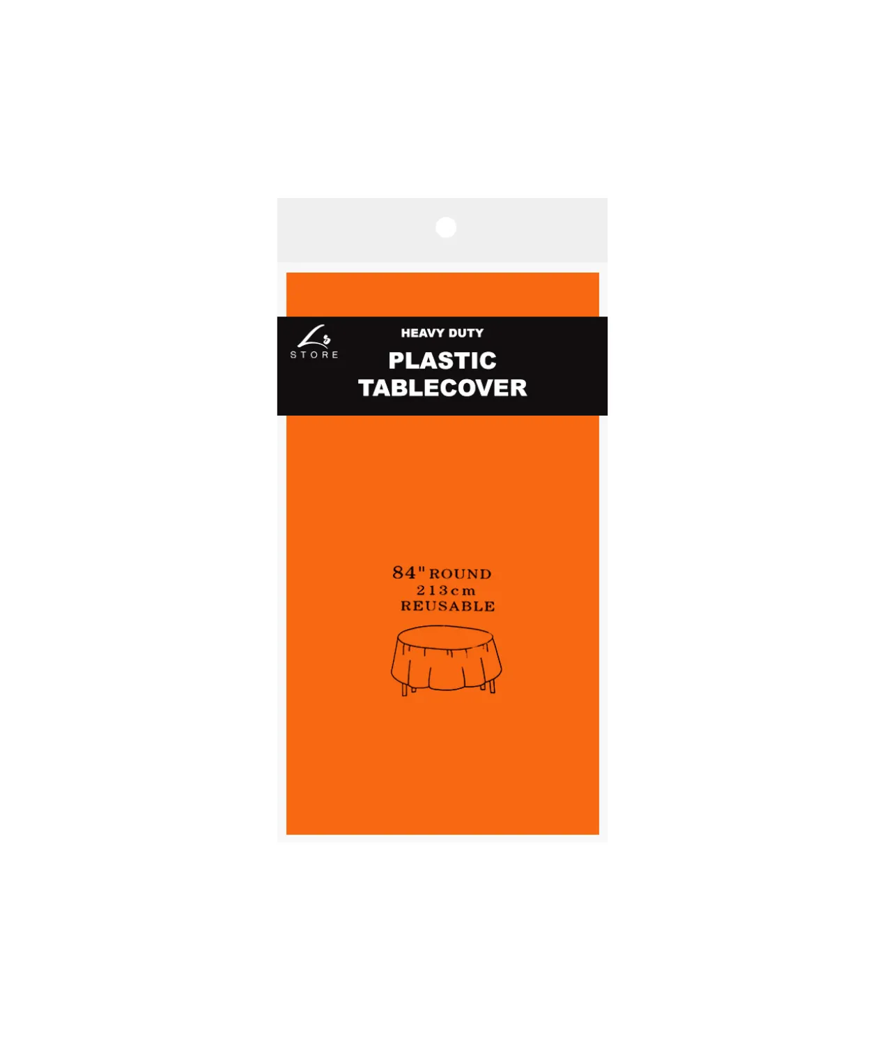 Orange Round Plastic Tablecover 213x213cm