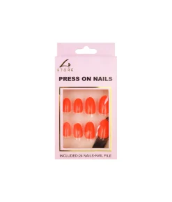 Orange Round Press On Nails 24pc