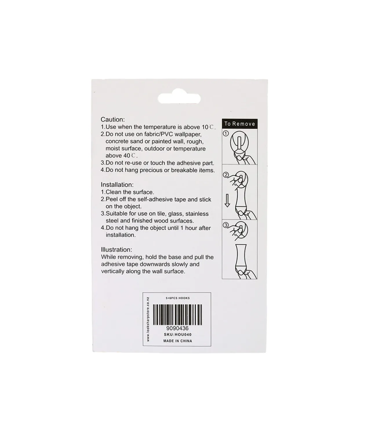 5 Oval Hooks +6 Adhesive