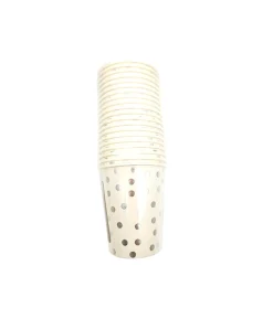 Paper Cups White With Silver Dot 9oz x 20pc