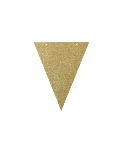 Paper Flag Banner Glitter Gold 8pk