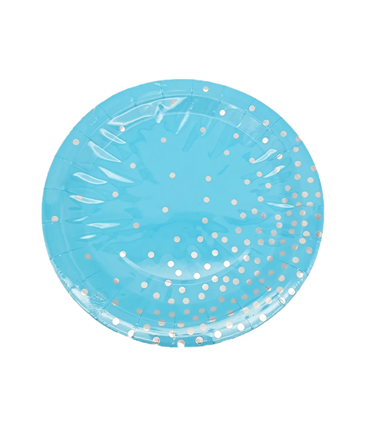 Paper Plate Blue With Silver Dot 12pc x 9in