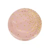 Paper Plate Pink With Gold Dots 12pc x 7in