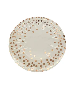 Paper Plate White With Rose gold 12pc x 9in