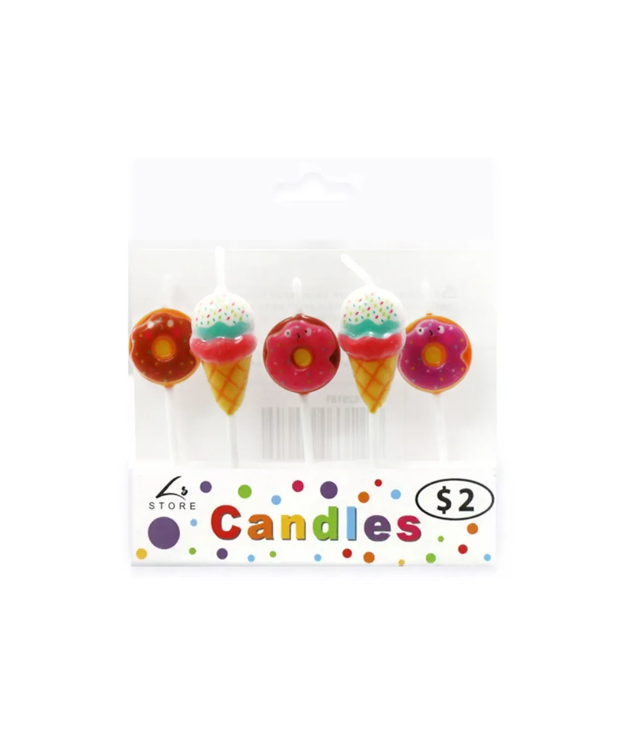 Party Donut Candles 5pk