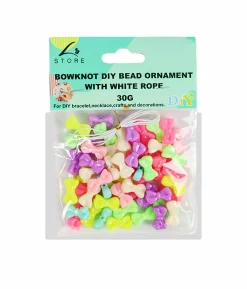 Pastel Bowknot DIY Bead Ornament With White Rope 30g