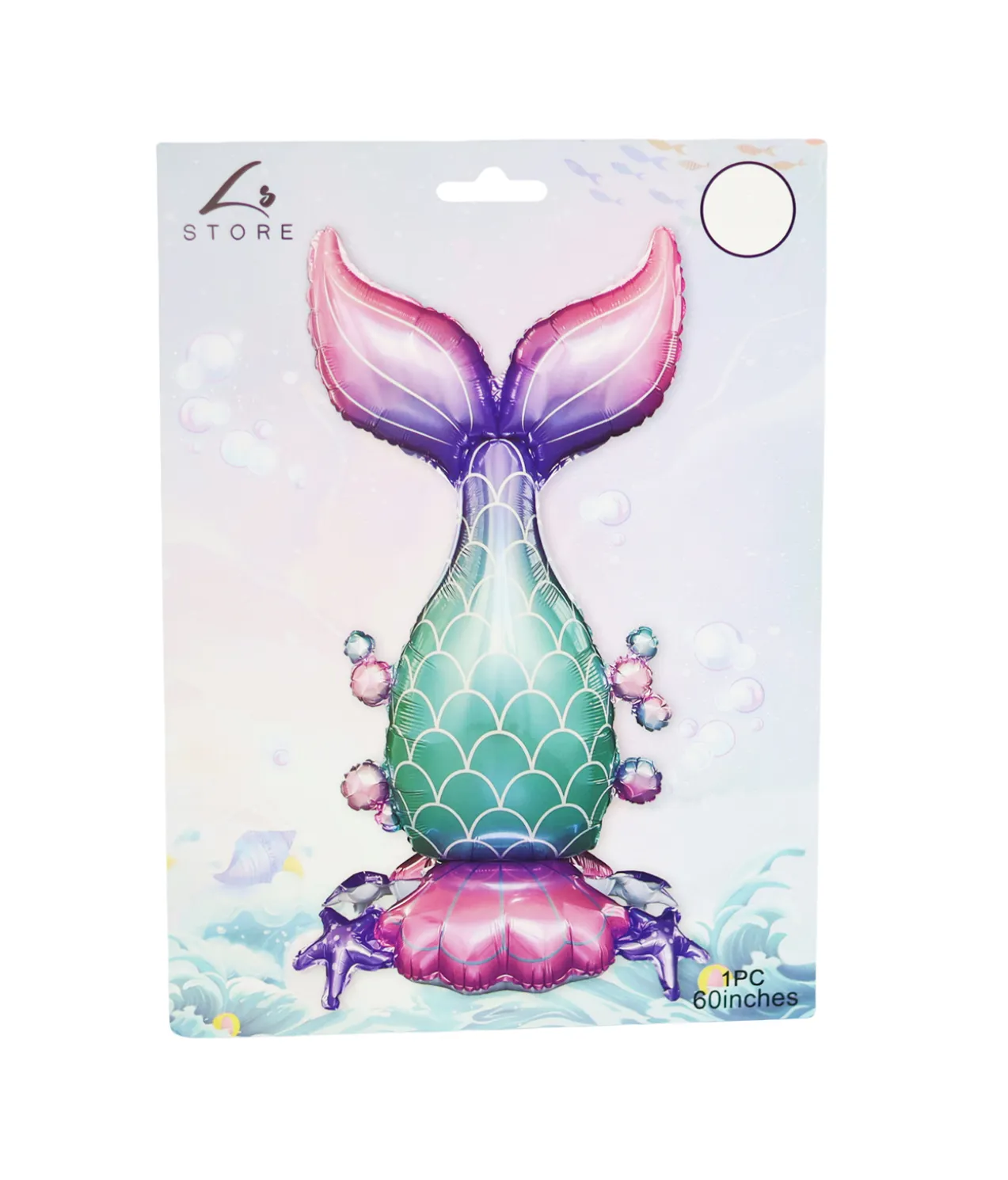 Pastel Mermaid Tail With Base Foil Balloon 1pc 127x 67x43cm