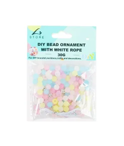 Pastel Small Balls DIY Bead Ornament With White Rope 30g