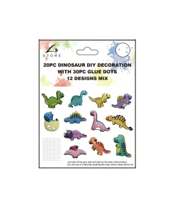 20pc Dinosaur DIY Decoration with 30pc Glue Dots