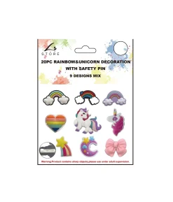 20pc Rainbow&Unicorn DIY Decoration with Safety Pin