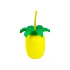 Pineapple PP Plastic Cup with Silicone Straw 500ml