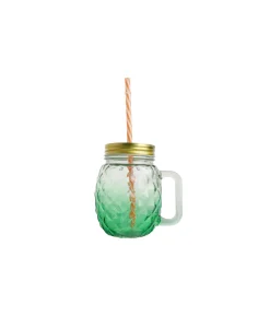 Pineapple Shaped Mason Jar With Gold Lid