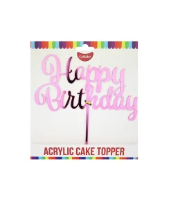 Pink Acrylic Happy Birthday Topper