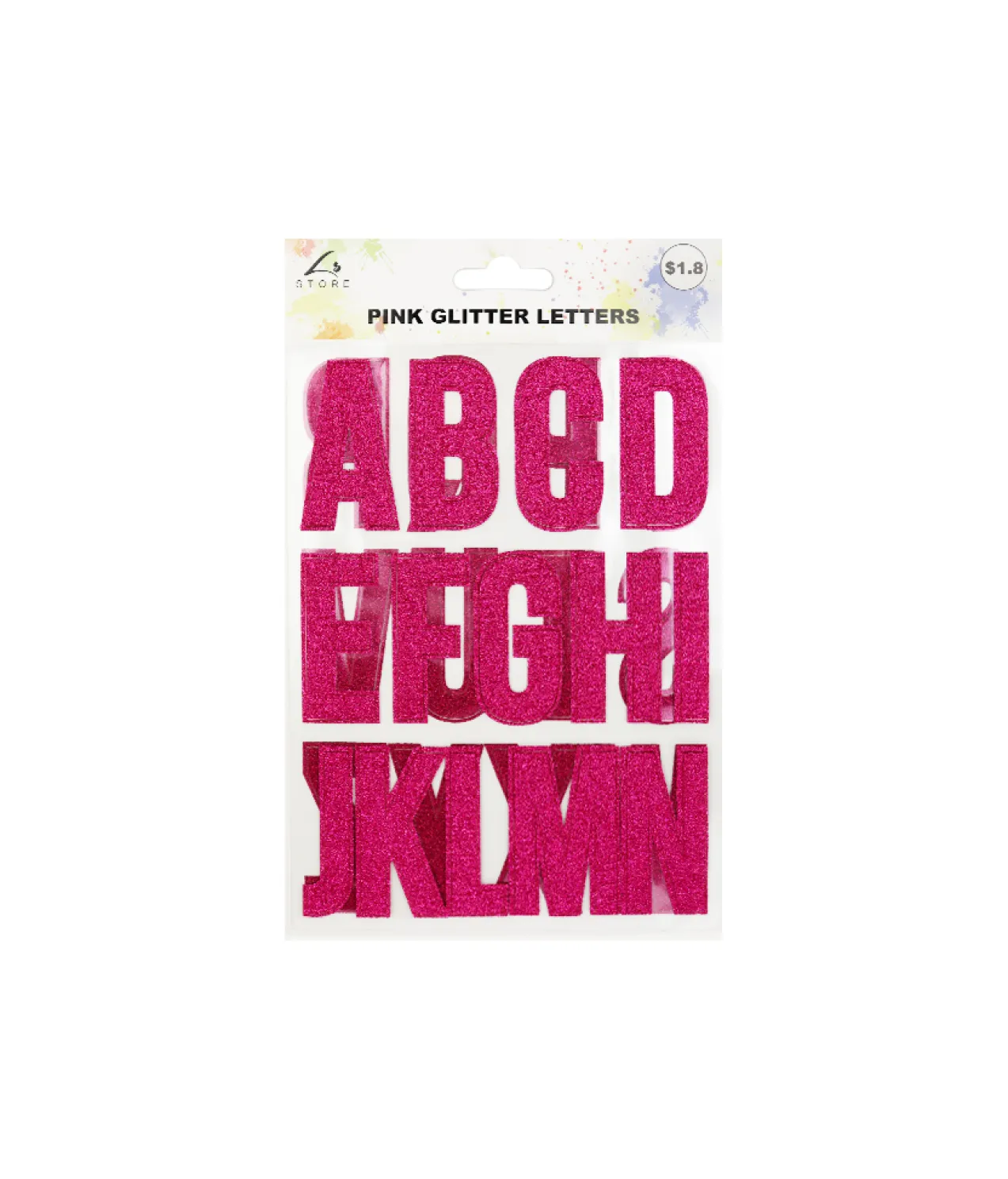 Pink Glitter Letter Stickers 26pc