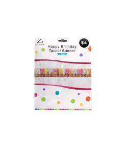 Pink / Gold Happy Birthday Tassel Banner 1.82m