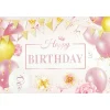 Pink Happy Birthday Banner Backdrop 100x150cm