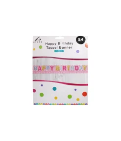 Pink Happy Birthday Tassel Banner 1.82m