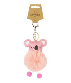 Pink Koala PomPom Keyring