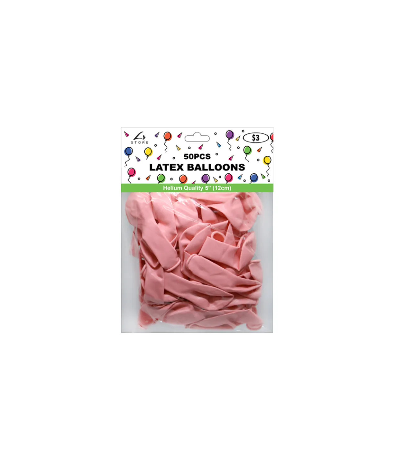 Pink Latex Plain Balloons 5inch 50pk