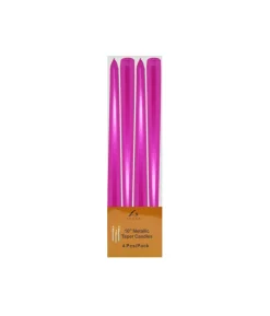 Pink Metallic Taper Candles 4pk