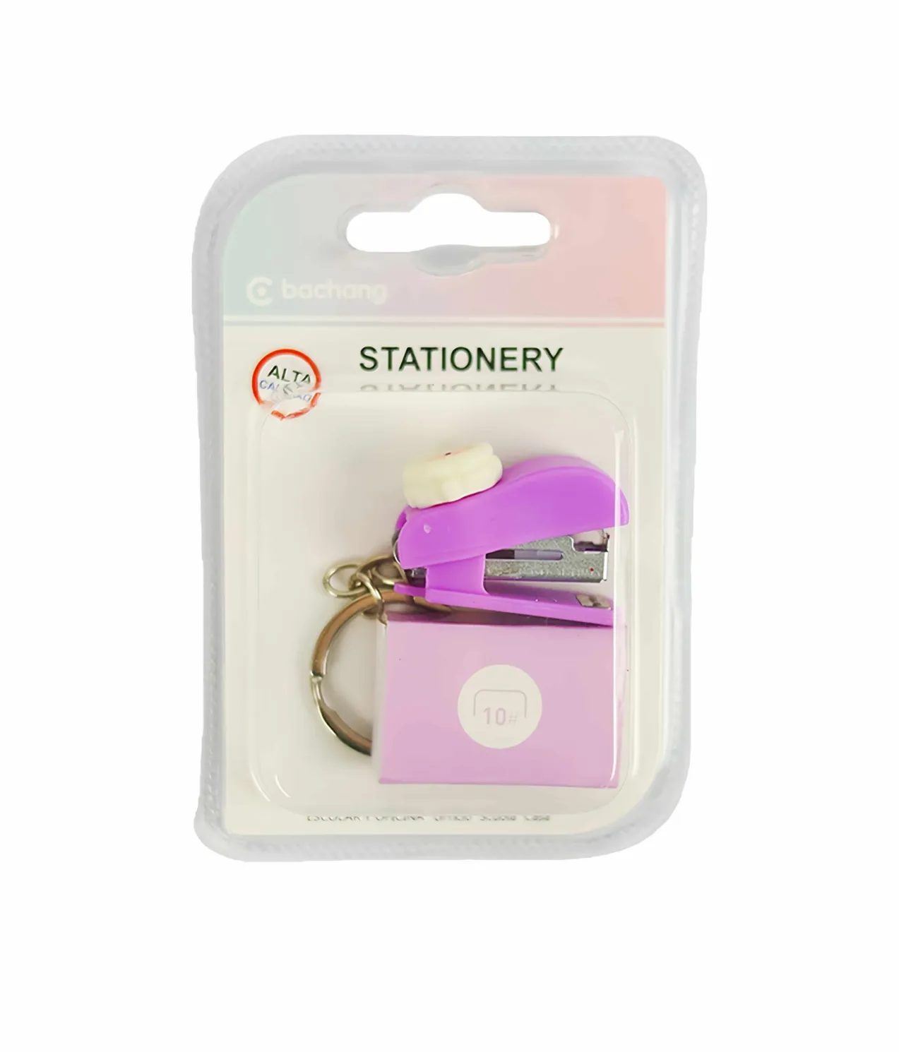 Pink Mini Stapler Key Ring With Staples